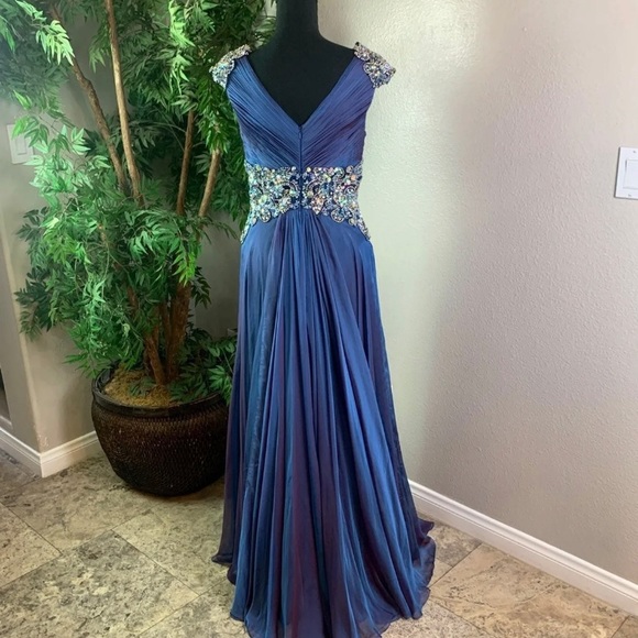 Women’s Long Formal/Prom Blue Dress M - Picture 2 of 8